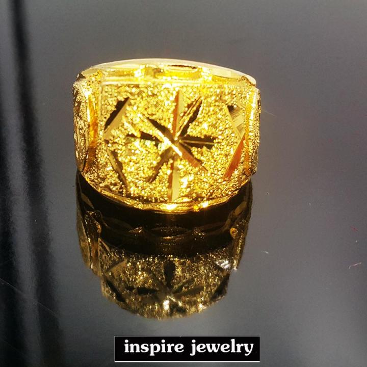 inspire-jewelry-แหวนทองตอกลาย-แบบขายดีที่สุด-ดีไซด์หรูอินเทรน-ตัวเรือนหุ้มเศษทองแท้-24k-สวยหรู-งานแบบร้านทอง