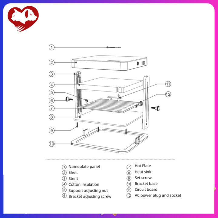 มุมสูงจานความร้อน110v-แบบปรับได้อุปกรณ์ให้ความร้อนสำหรับสัตว์ดีไซน์เครื่องป้องกันอุณหภูมิสูงเกินกำหนดสำหรับไก่สุนัขแมว