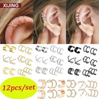 6คู่Punkโลหะไม่มีเครื่องประดับแบบเจาะชุดต่างหูแบบหนีบTragus Cuff Wrapต่างหูกระดูกอ่อนHoopของขวัญผู้หญิงผู้หญิง