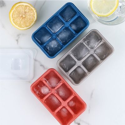 Silicone Ice Cube Mold 6 Grid Ice Cube Maker Flexible Silicone Ice Cube Tray with Lid Kitchen Gadgets and Accessories Ice Maker Ice Cream Moulds