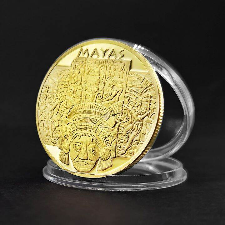 mayan-calendar-commemorative-medallion-gold-and-silver-plated-commemorative-coin-cultural-totem-aztec-civilization-commemorative