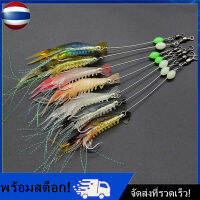 [Nimman] Nim 7pcs 8cm 5g Luminous กุ้งซิลิโคนเหยื่อประดิษฐ์อ่อนพร้อมตะขอหมุน Fishing Tackle