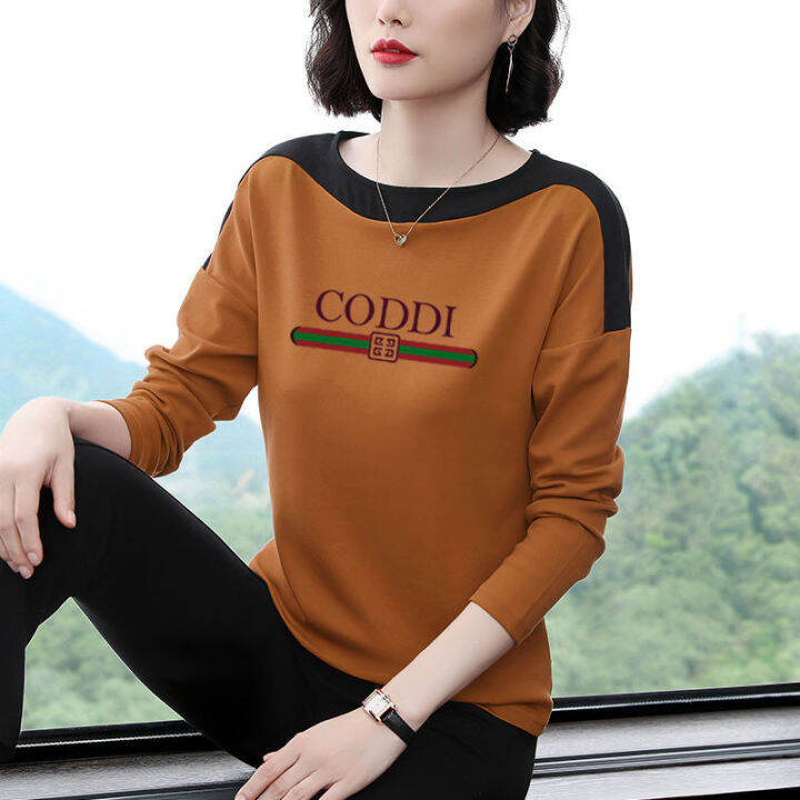 เสื้อยืดแขนยาวผู้หญิงขนาดใหญ่ใหม่พร้อมเสื้อด้านล่างเสื้อยืดแม่ ...