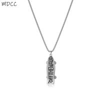 2022 OFF THE WALL Slogan Skateboard Pendant Necklace For Women Men 316L Stainless Steel Dangle Necklaces Punk Jewelry