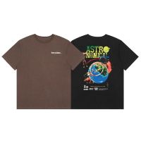 ❇❇∋ เสื้อยืดแขนสั้นลําลอง ผ้าฝ้าย ทรงหลวม พิมพ์ลายตัวอักษร Travis Scott Earth แฟชั่นสตรีท สําหรับผู้ชาย และผู้หญิง