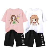 2022 Boutique Cotton Girls Clothes Suit Short Sleeve T-shirt Pants 2Pcs Children Tracksuit Cartoon Baby Kids Clothing Casual Set