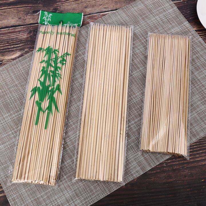 เตาย่างไม้เสียบไม้บาร์บีคิวไผ่25-30-35ซม-100ชิ้นอุปกรณ์ที่ใช้กับเนื้อบาร์บีคิวปาร์ตี้ทิ้งแท่งยาวจัดเลี้ยงการตั้งแคมป์