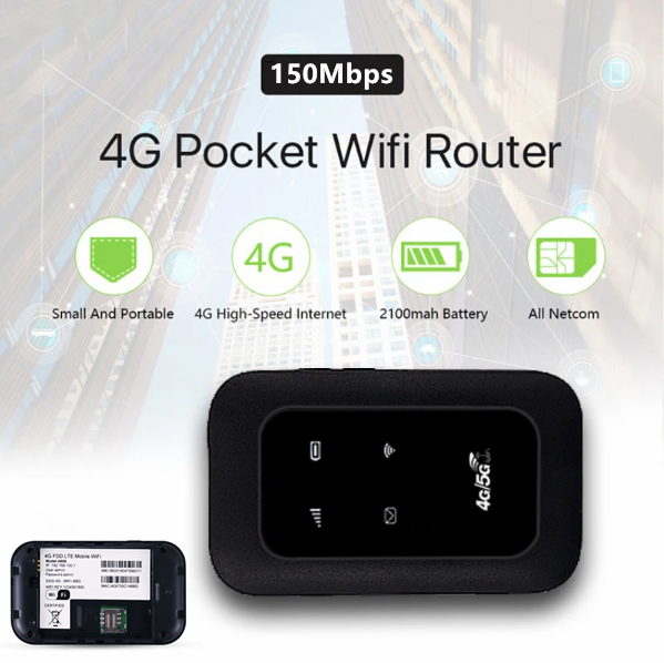 โมบายไวไฟ ไวไฟพกพาใส่ซิม 4G/5G ไวไฟพกพา Pocket WIFI 150Mbps ใช้ได้ทั้ง ...