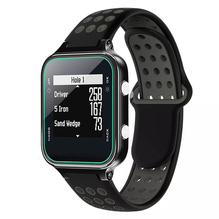 สำหรับวิธีการ-garmin-s20สายนาฬิกาข้อมือซิลิโคนระบายอากาศสองเจาะรูสี-ดำ-เทา-ขายเอง