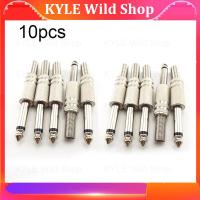 KYLE Wild Shop 10pcs 6.35mm 2 Pole Mono Amplifier Plug 1/4Inch Male Monaural Jack Audio Cable Microphone Audio Connectors