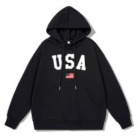 U.S.A Personality Street Printing Hoodie Men Winter Warm Thicken Sweatshirts Loose Oversize Pullover Hoody Cotton Clothes Size XS-4XL