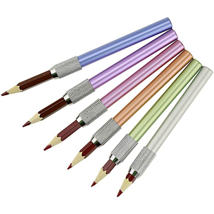 18pcs-metal-color-rod-single-end-pencil-extender-pencil-extender-pen-receptacle-pen-extension-pencil-case