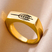 แหวนสแตนเลสสำหรับผู้หญิงผู้ชายแหวนโรงงานข้าวสาลีสีทองแบบเปิดสำหรับท่านชายหญิงงานเลี้ยงแหวนประดับ2023 Gratis Ongkir อินเทรนด์