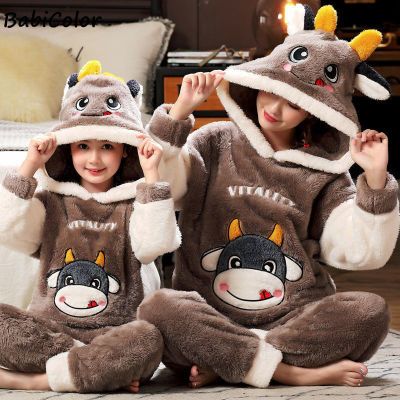 Family Halloween Cosplay Costume Animal Anime Pajamas Fall Winter Warm Cartoon Sleepwear Matching Outfits Mother Kids Pajama Set