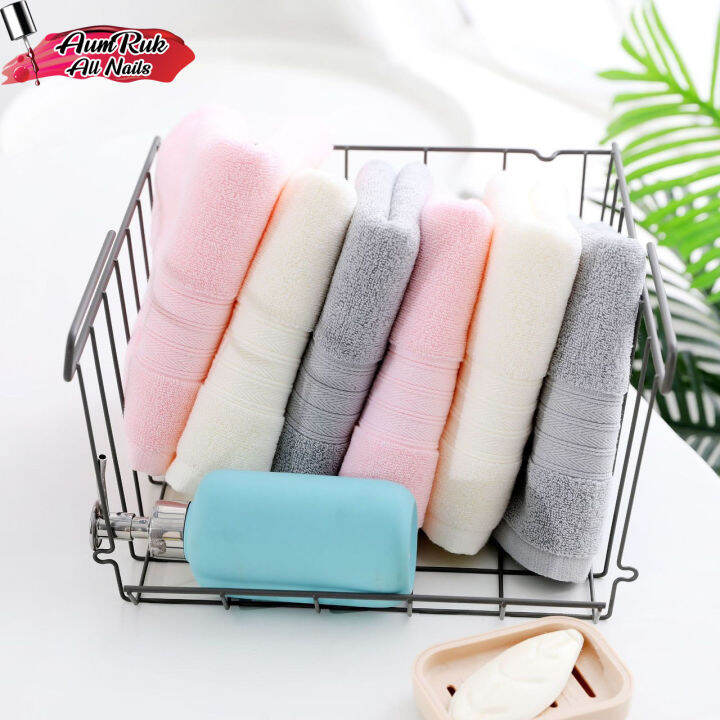 ผ้าเช็ดหน้า-เช็ดผม-เนื้อผ้า-cotton-100-ผิวสัมผัสนุ่ม-มี-3-สี