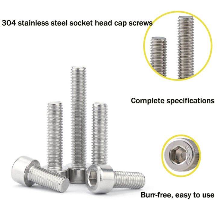 2023ร้อน-50ชิ้น-m1-4-m1-6-m2-m2-5-m3-m4-m5-m6-m8-a2-70-304สแตนเลสประแจหกเหลี่ยมซ็อกเก็ตหกเหลี่ยมหมวกสลักเกลียวความยาว3-85มิลลิเมตร