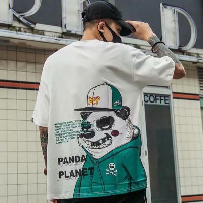 2020 ฮิปฮอป ฤดู ร้อน Panda Oversize พิมพ์ แนวสตรีท ผู้ชาย ผู้หญิง เสื้อผ้า คู่ลำลอง แขน สั้น เสื้อ ยืด แนวสตรีทเสื้อยืด