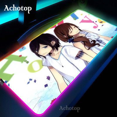 Horimiya LED Light Mousepad RGB Keyboard Cover Desk-mat Colorful Surface Mouse Pad Anime Waterproof World Computer Gamer CS Dota