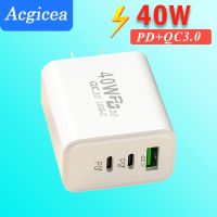 เครื่องชาร์จโทรศัพท์มือถือ PD 40W,USB อะแดปเตอร์ที่ชาร์จเร็วชนิด C 3.0ชาร์จเร็วสำหรับ iPhone Xiaomi Samsung ปลั๊ก EU/US