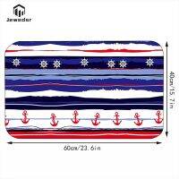 【PPQ Home Life Museum】 3D Nautical Wheel Anchor ส่วนบุคคลยินดีต้อนรับ Aboard Door Mat ชื่อเรือ Navy Blue ลายพรมเช็ดเท้าพรมกันลื่น Home Decor