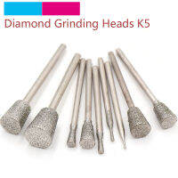 10Pcs 2.35Mm Shank Diamond Grinding Head Set เคลือบติดตั้ง Bit Burr Lapitari เครื่องมือสำหรับ Dremel หินอัญมณีแกะสลัก K5เข็ม