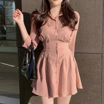 Korean Style Women Ladies Autumn Long Sleeve Slim Waist Short Mini Dress Ready Stock New