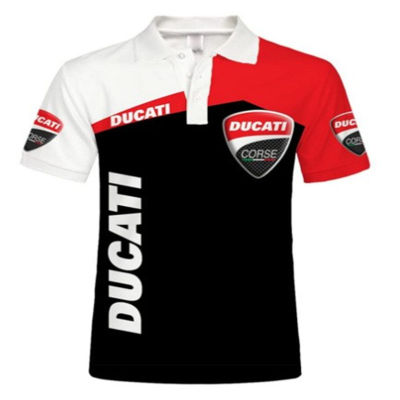 2023 ฤดูร้อน 3D โลโก้รถพิมพ์ดิจิตอล Polo เสื้อแขนสั้นชายหญิง Ducati Yamaha Honda Red Bull BMW