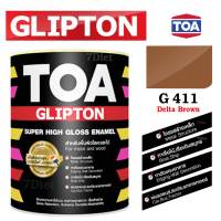 TOA Glipton สีน้ำมันเคลือบเงาเหล็กและไม้ G411 สีน้ำตาล Delta Brown