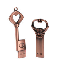 ฟรีโลโก้โลหะ Love Heart Key USB 2.0 Flash Drive ของขวัญสร้างสรรค์ไดรฟ์ปากกาความจุจริง Memory Stick 64GB32GB16GB8GB U Disk