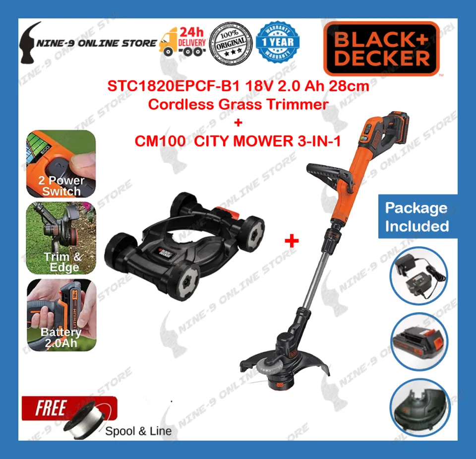 BLACK+DECKER 18V Cordless 28 cm String Grass Trimmer 2.0Ah Lithium-Ion  Battery 