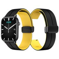 lumude Magnetic folding buckle Two Tone Silicone Watch Band For COLMI C60 C61 P28 Plus P8 Max Skin-Friendly Soft Strap Bracelet