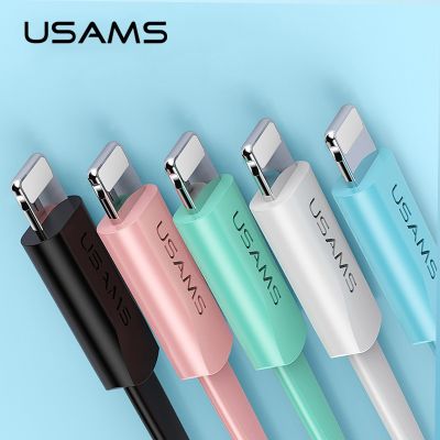 USAMS U2 2A Flat Soft Silicone Charging Data Cable For iPhone iPad Lightning Type C Micro USB Cable For Huawei Xiaomi Samsung Docks hargers Docks Char