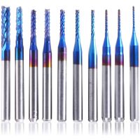 Endmills Blue Mill เหล็ก Maching ปลายขลุ่ยแกะสลัก C เราเตอร์คู่นาโนบิต10ชิ้นสำหรับเครื่องมือเคลือบเครื่องมือไฟฟ้าแม่พิมพ์