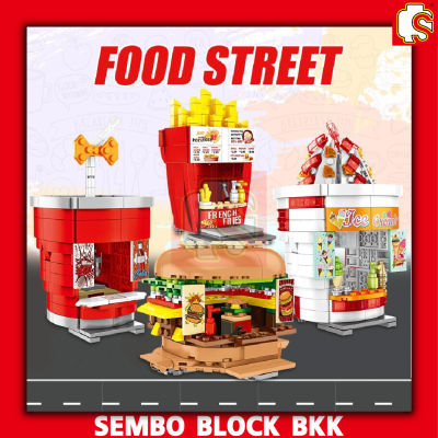 ชุดตัวต่อ SEMBO BLOCK ร้านค้า Street Food ตัวต่อร้านค้า SD601055-SD601058
