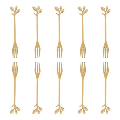 10 Pcs Stainless Steel Leaf Cake Fruit Forks Set Tasting Dessert Forks Kitchen Accessory Wedding Party