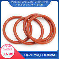 โอริง CS 8.6 มม. ID 62.8 มม. OD 80 มม. วัสดุพร้อมซิลิโคน VMQ NBR FKM EPDM ORing Seal Gask-Lusjeh