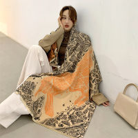 HotLuxury ฤดูหนาวผ้าพันคอแคชเมียร์ผู้หญิง2023ออกแบบ Warm Pashmina ผ้าห่มม้าผ้าพันคอผ้าคลุมไหล่หญิง Wraps หนา Foulard Bufanda