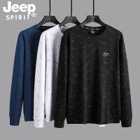 JEEP SPIRITสเวตเตอร์แบบสวมหัวคอกลมของผู้ชายเสื้อสเวตเตอร์เสื้อแขนยาวฤดูใบไม้ผลิฤดูใบไม้ร่วง