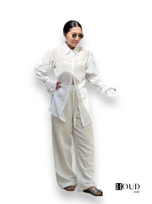 Basic Pants รุ่นเบสิคสไตล์มินิมอล (สีขาว) กางเกงขายาวผ้าคอตตอนลินิน กางเกงขายาวผ้า cotton linen