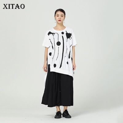 XITAO T-shirt Casual Fashion Irregular Women Print Top