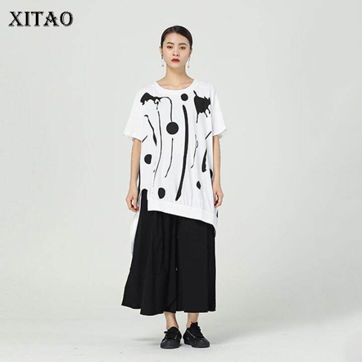 xitao-t-shirt-casual-fashion-irregular-women-print-top