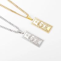 Creative 100 U.s. Dollar Pattern Hip Hop Rock Trend Mens Necklace Million Dollar Bill Pendant Punk Fashion Jewelry Gift