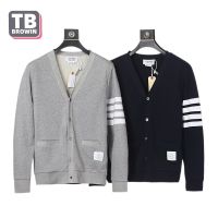 TB BROWIN THOM mens cardigan Sweatshirt Luxury brand leisure bottom sweater striped cotton four-bar long-sleeved jacket