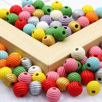 12 Color Stripe Natural Wood Beads Ball Loose Spacer Round Beads For Jewelry Making Diy Necklace Bracelet Accessories 12/18mm