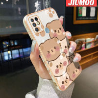 เคส JIUMOO สำหรับ Infinix เคส X682C 10 X682B การ์ตูนหมีน่ารักใบหน้าเคสมือถือดีไซน์ใหม่ขอบสี่เหลี่ยมบางลายชุบเคสฝาปิดเลนส์เต็มกล้องป้องกันการกระแทกเคสนิ่ม