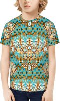 Kids T-Shirt Short Sleeve Ethnic Bohemian Zigzag Geometric Tribal Boys Girls Tee Shirts Tops