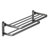 Space Aluminum Wall Mounted Foldable Bath Towel Rack Rail Holder Punch-Free Bathroom Storage Shelf