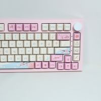 Falling Cherry Theme Keycap Cherry Profile 133 Keys Pink Keycaps PBT Keycaps for Mechanical Keyboard