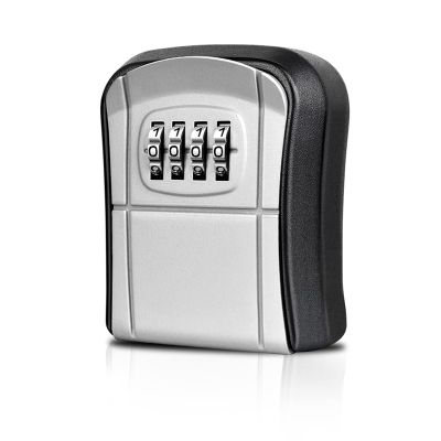 Key Box Wall Mounted Mini Key Safe Outdoor Key Box with Resettable 4-Digit Numeric Code Waterproof Key Box