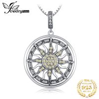 JewelryPalace Celestial Sun Cubic Zirconia 925 Sterling Silver Pendant Necklace for Women Yellow Gold Rose Gold Plated No Chain